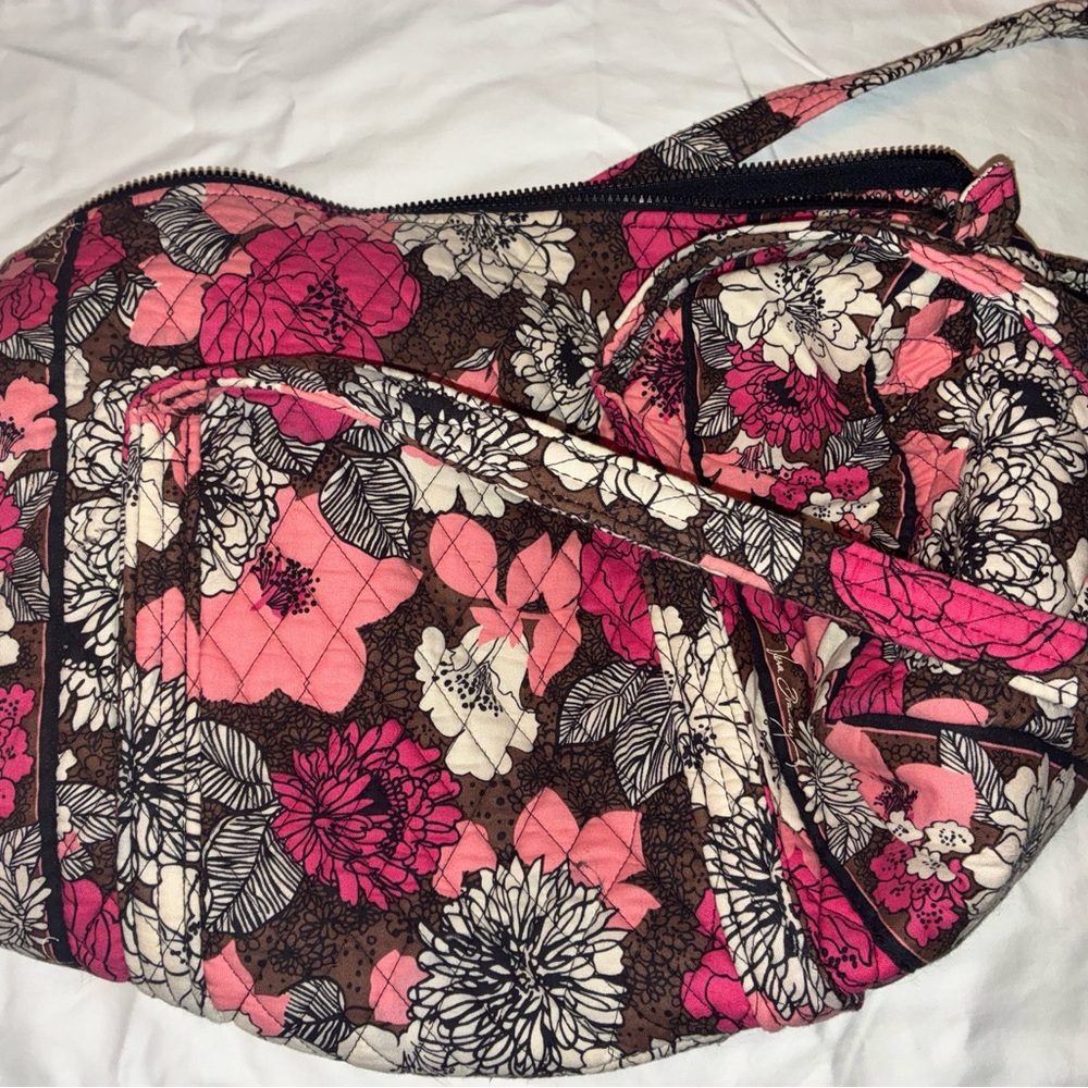 Vera Bradley Retired Mocha Rouge  Quilted Tote get away bag